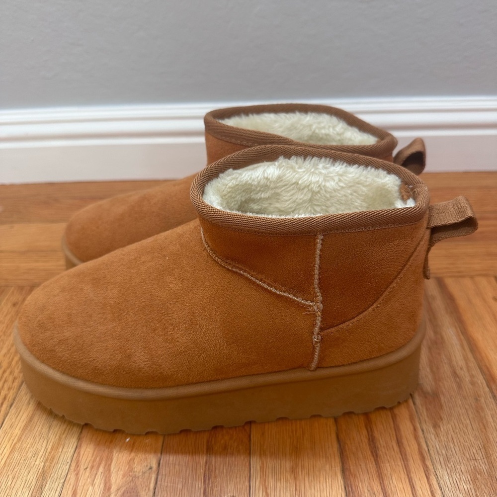 Platform Ankle Shearling Boot Size 7 - Picture 8 of 9
